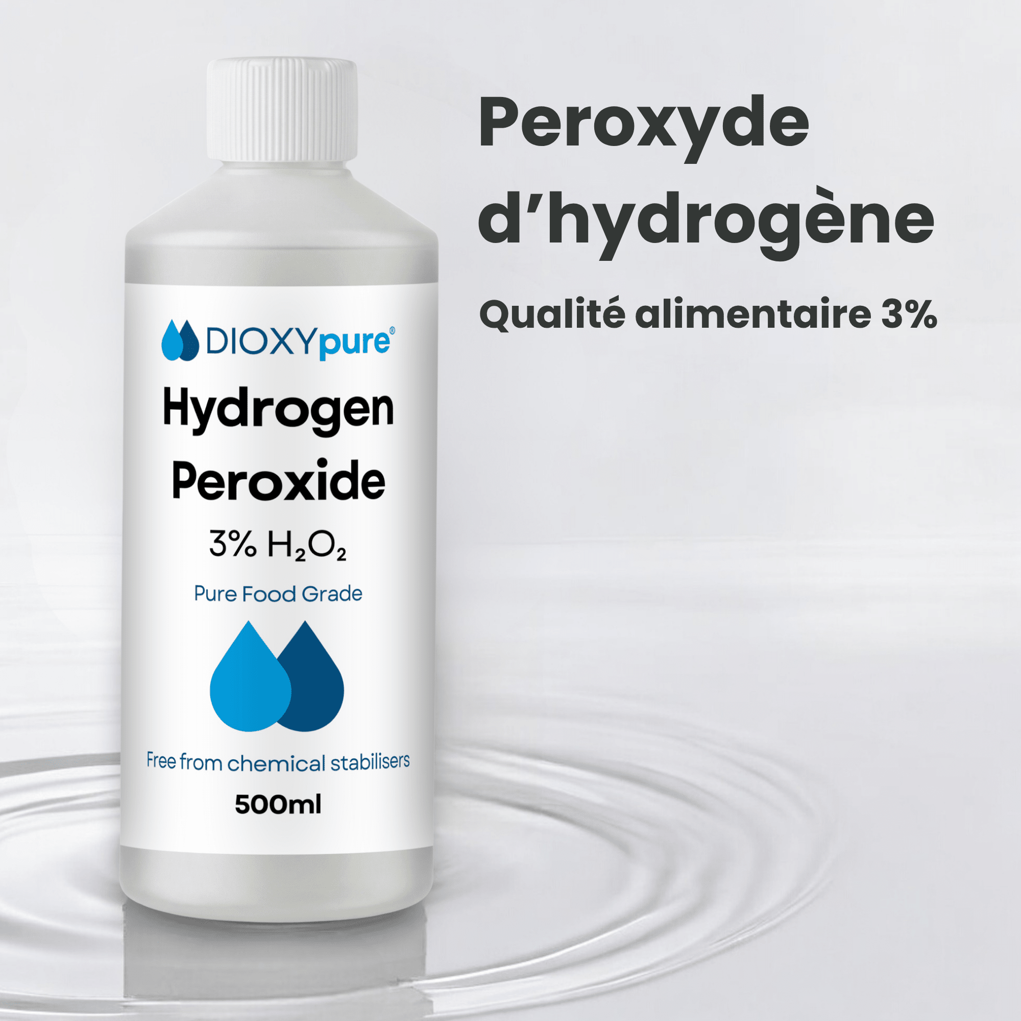 Peroxyde d'hydrogène de qualité alimentaire 3% - 500 mL