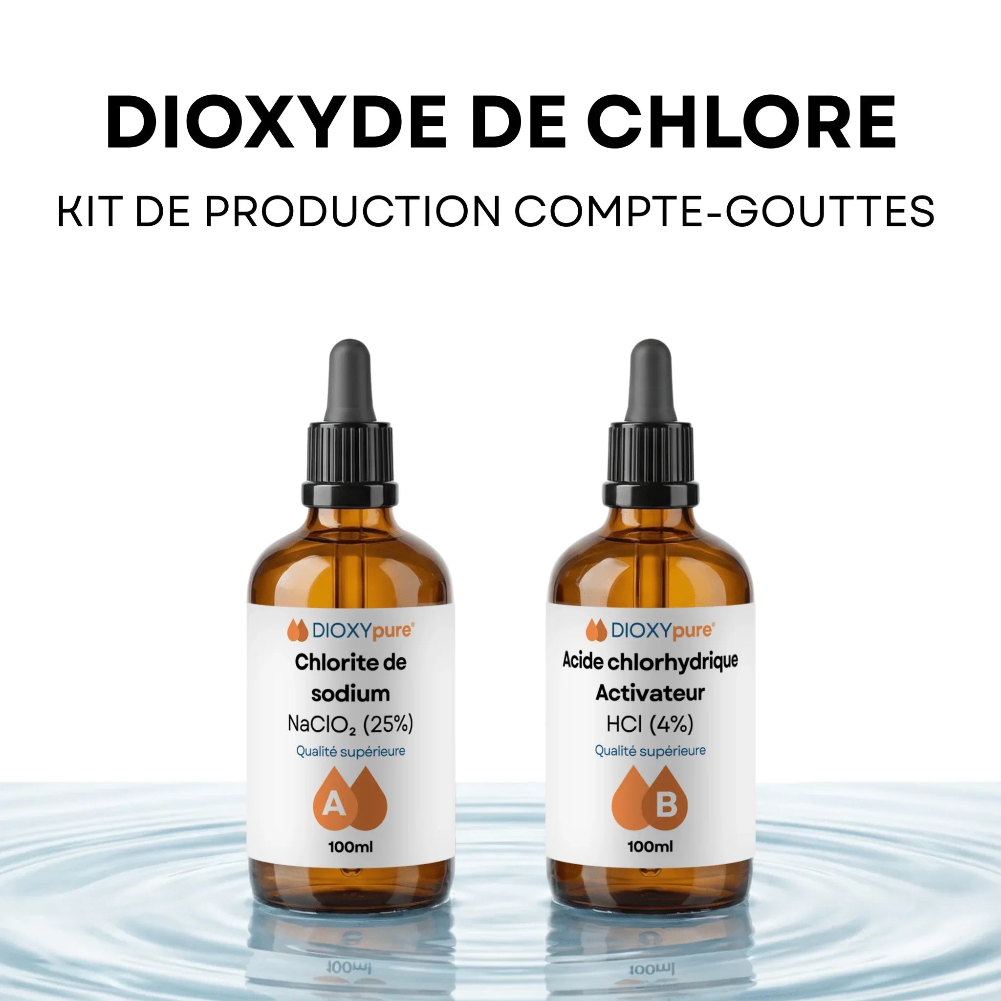 Dioxyde de Chlore - Kit de Production - Compte-gouttes - 2x100 mL