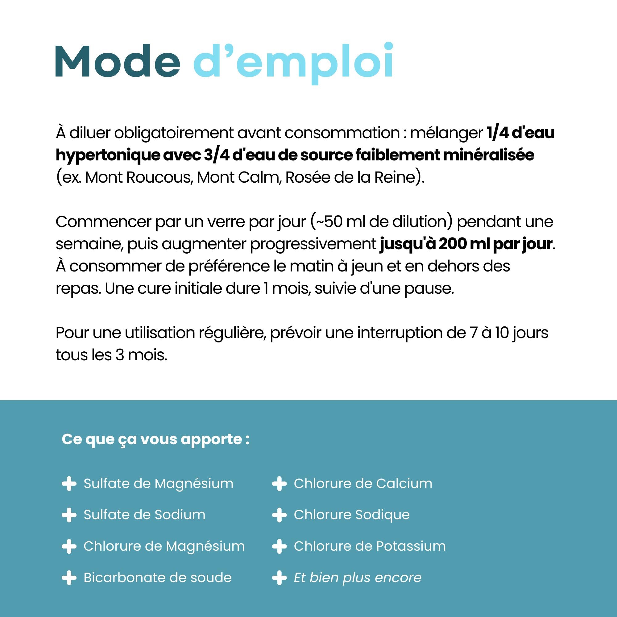 Eau de Mer Hypertonique – Plasma Marin 34‰ – Buvable - Origine France Bretagne - 500 mL