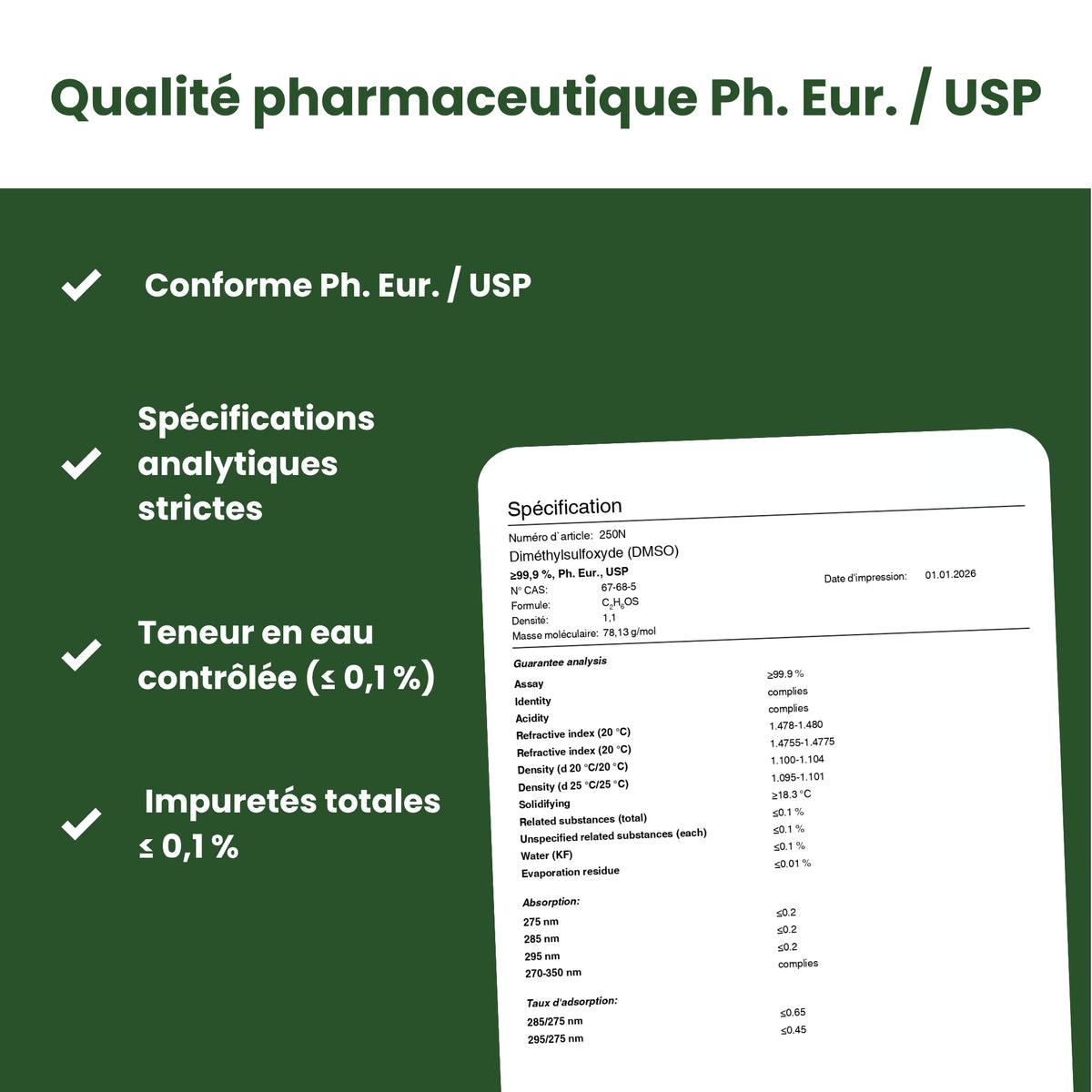 Dimethyl Sulfoxide Ph. Eur. / USP - DMSO - 99.9%