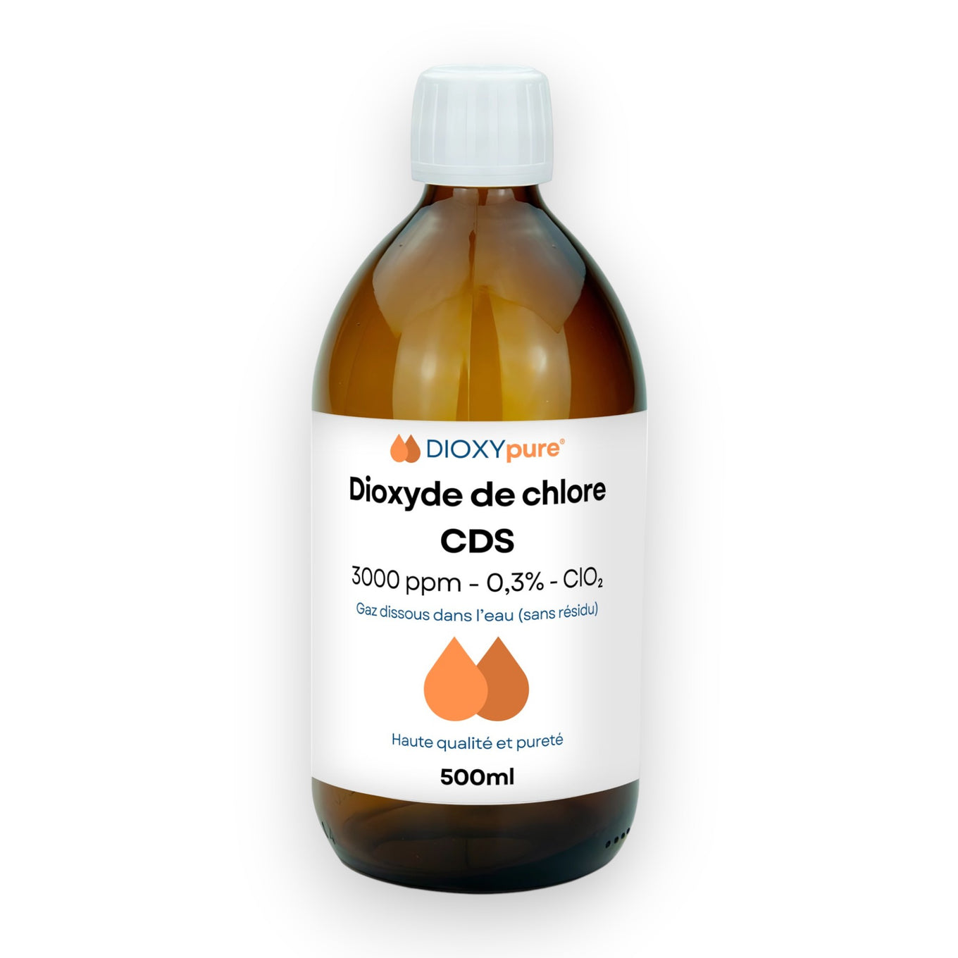 Dioxyde de Chlore - CDS - 3000 ppm - Sans résidu - 500 mL