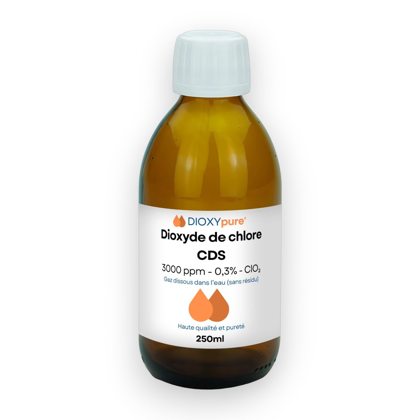 Dioxyde de Chlore - CDS - 3000 ppm - Sans résidus - 250 mL