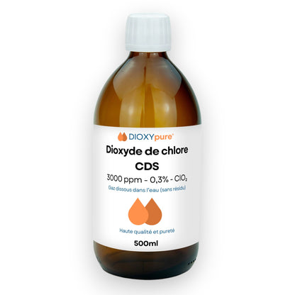 Chlorine Dioxide - CDS - 3000 ppm - Residue Free - 500 mL 