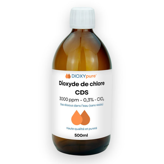 Dioxyde de Chlore - CDS - 3000 ppm - Sans résidus - 500 mL