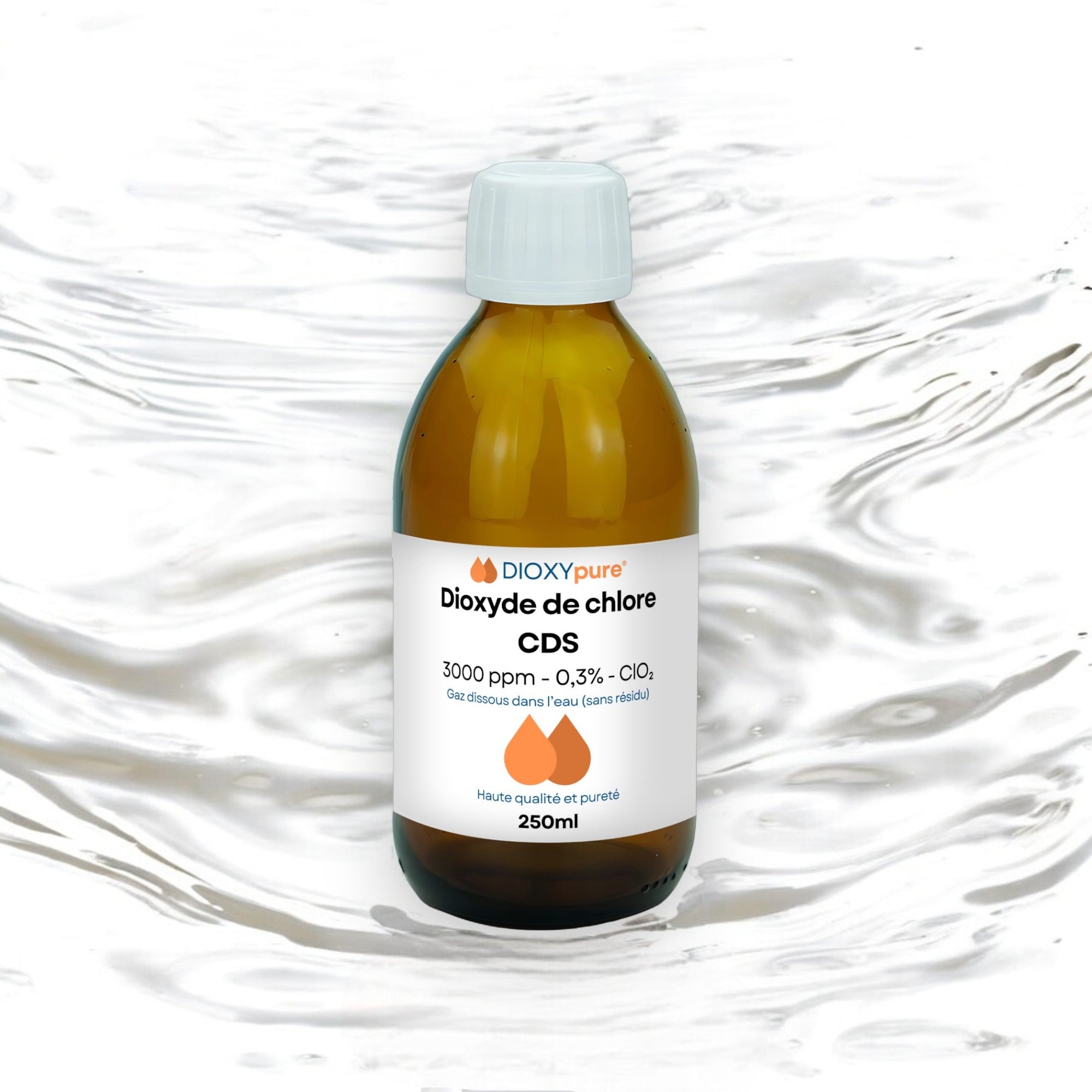 Dioxyde de Chlore - CDS - 3000 ppm - Sans résidu - 250 mL