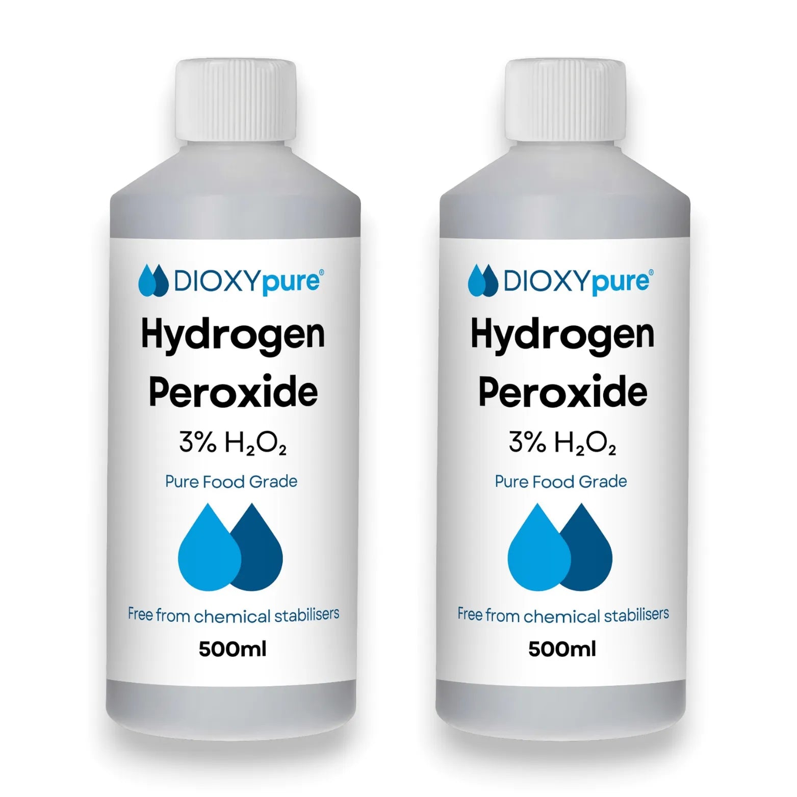 Lot de 2 bouteilles de Peroxyde d'hydrogène de qualité alimentaire 3% - 500 mL