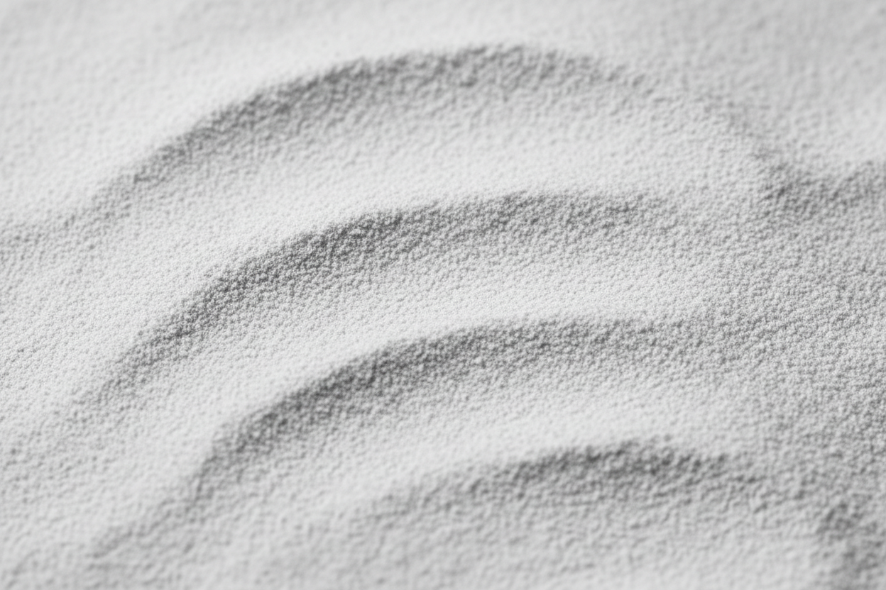 je veux une image pleine de poudre fine gris clair (zéolite clinoptilolite) sans formes dedans, il faut que ce soit lisse